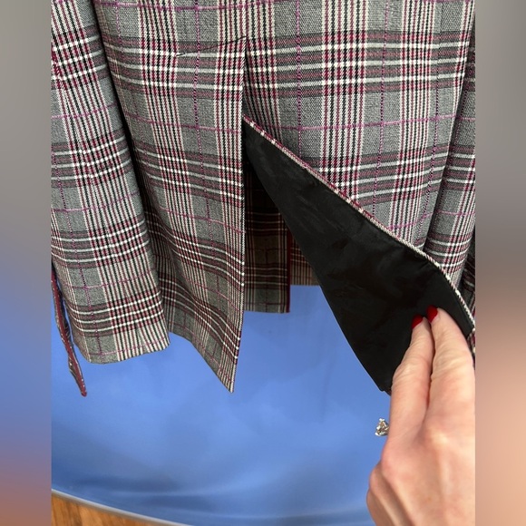 ANNE KLEIN A/LINE PLAID TRENCH COAT - Picture 8 of 9